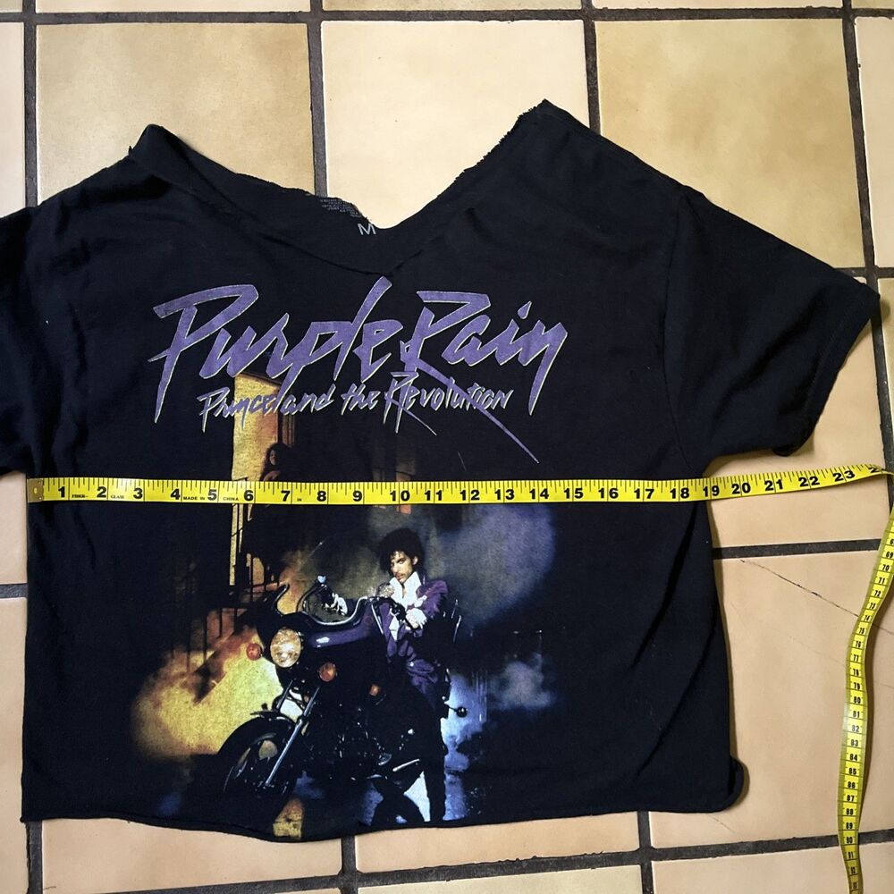 Prince And The Revolution Purple Rain T-shirt M Black Cut off Cropped Festival - Picture 5 of 6